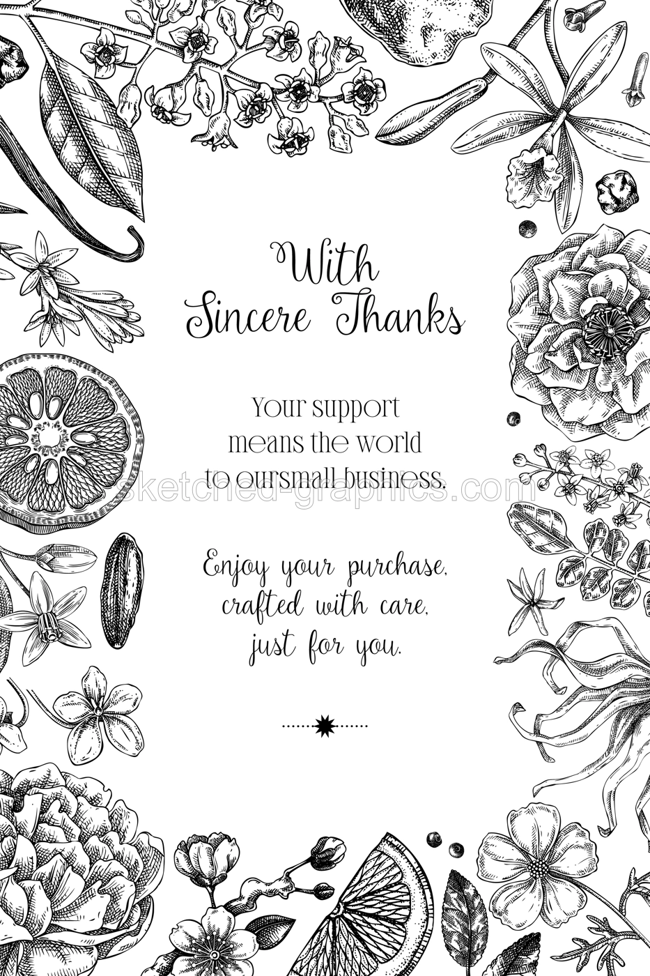 Perfumery ingredients minimalist frame design. Aromatic plants and flowers hand drawn vector illustration. Gift card, floral invitation, book cover, flyer template. NOT AI generated Illustration